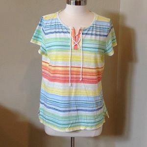 Striped lace-up T